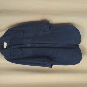 Treasure And Bond Women's Very Roomy XL 1&2XLong Shacket Fuzzy Fleecy Denim Blue